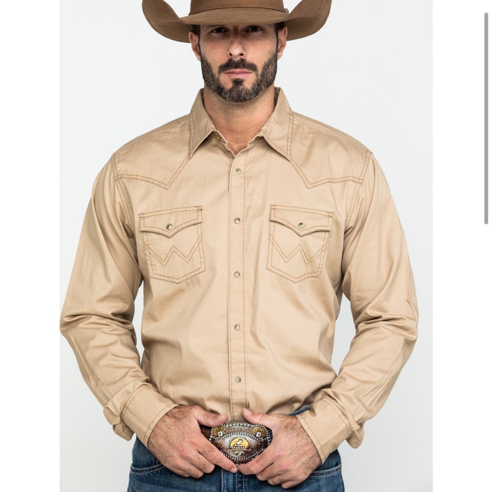 Wrangler Beige/Tan Western Snap Shirt